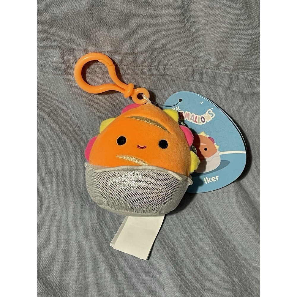 NEW Squishmallows Mini Plush 3.5" Clip On Keychain Bag Tag - Iker - S3 #1869